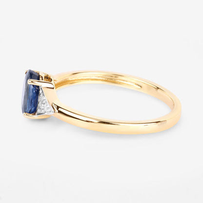 1.01 Carat Genuine Blue Sapphire and White Diamond 14K Yellow Gold Ring by Bids.com
