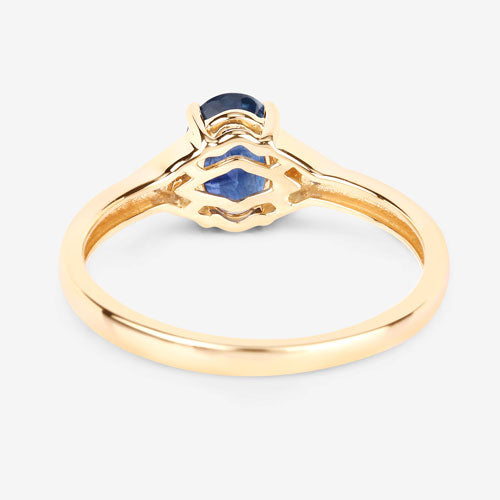 1.01 Carat Genuine Blue Sapphire and White Diamond 14K Yellow Gold Ring by Bids.com