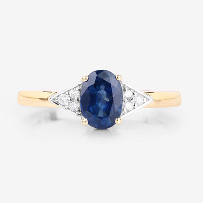 1.01 Carat Genuine Blue Sapphire and White Diamond 14K Yellow Gold Ring by Bids.com