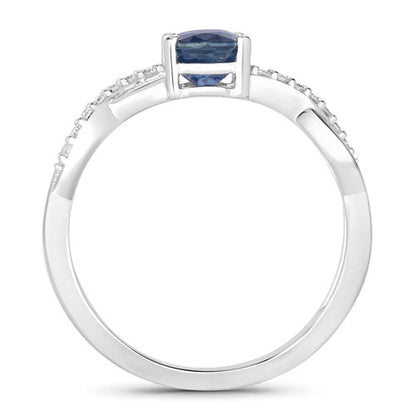 1.04 Carat Genuine Blue Sapphire and White Diamond 14K White Gold Ring by Bids.com
