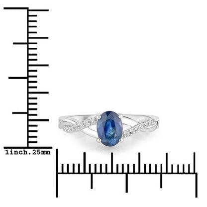 1.04 Carat Genuine Blue Sapphire and White Diamond 14K White Gold Ring by Bids.com