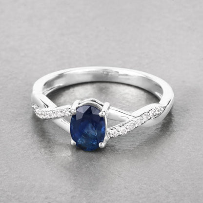 1.04 Carat Genuine Blue Sapphire and White Diamond 14K White Gold Ring by Bids.com