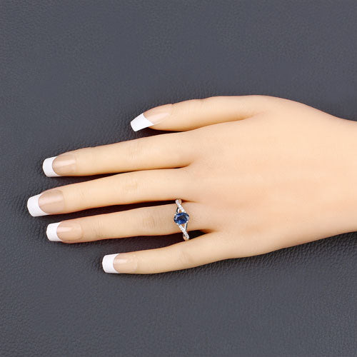 1.04 Carat Genuine Blue Sapphire and White Diamond 14K White Gold Ring by Bids.com