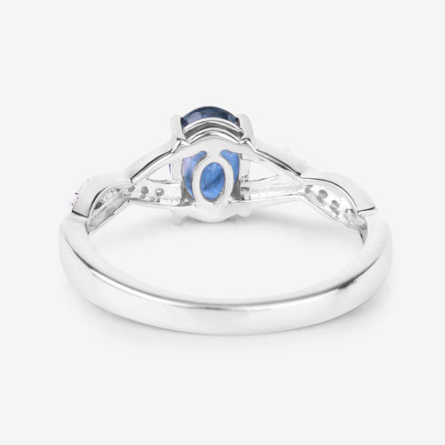 1.04 Carat Genuine Blue Sapphire and White Diamond 14K White Gold Ring by Bids.com