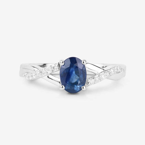 1.04 Carat Genuine Blue Sapphire and White Diamond 14K White Gold Ring by Bids.com