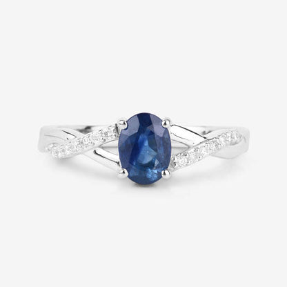 1.04 Carat Genuine Blue Sapphire and White Diamond 14K White Gold Ring by Bids.com