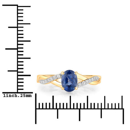 1.04 Carat Genuine Blue Sapphire and White Diamond 14K Yellow Gold Ring by Bids.com
