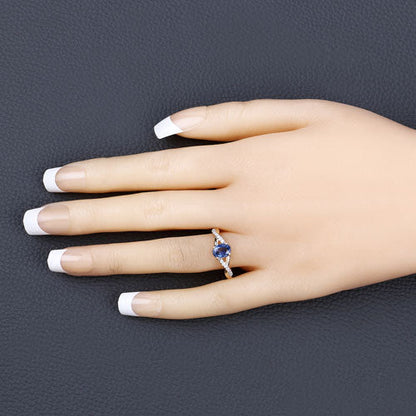 1.04 Carat Genuine Blue Sapphire and White Diamond 14K Yellow Gold Ring by Bids.com