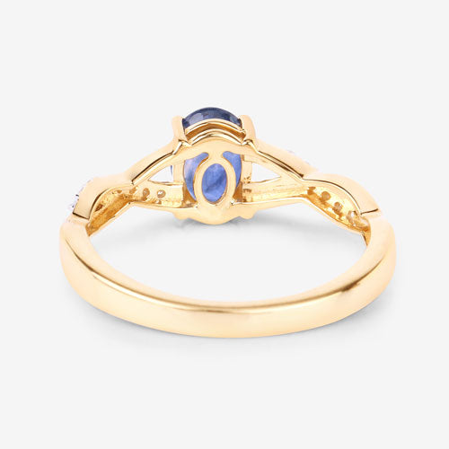 1.04 Carat Genuine Blue Sapphire and White Diamond 14K Yellow Gold Ring by Bids.com
