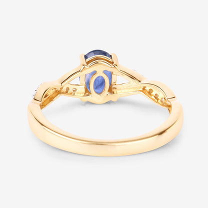 1.04 Carat Genuine Blue Sapphire and White Diamond 14K Yellow Gold Ring by Bids.com