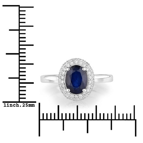 1.84 Carat Genuine Blue Sapphire and White Diamond 14K White Gold Ring by Bids.com