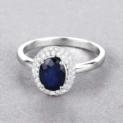 1.84 Carat Genuine Blue Sapphire and White Diamond 14K White Gold Ring by Bids.com