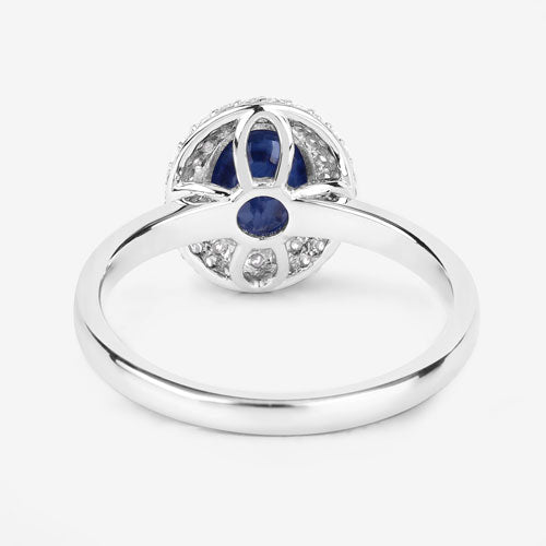 1.84 Carat Genuine Blue Sapphire and White Diamond 14K White Gold Ring by Bids.com