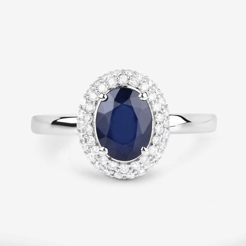 1.84 Carat Genuine Blue Sapphire and White Diamond 14K White Gold Ring by Bids.com
