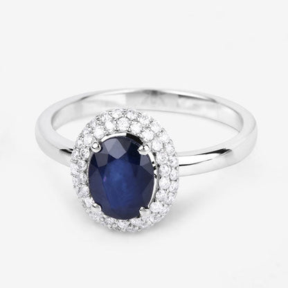 1.84 Carat Genuine Blue Sapphire and White Diamond 14K White Gold Ring by Bids.com