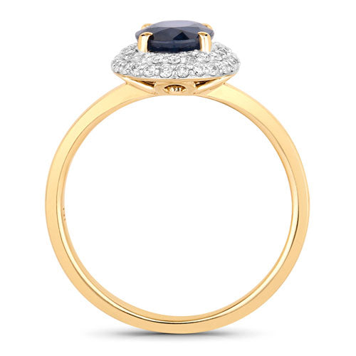 1.84 Carat Genuine Blue Sapphire and White Diamond 14K Yellow Gold Ring by Bids.com