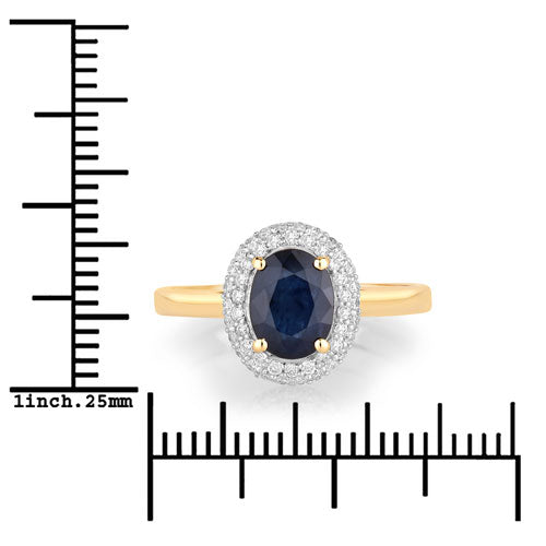 1.84 Carat Genuine Blue Sapphire and White Diamond 14K Yellow Gold Ring by Bids.com