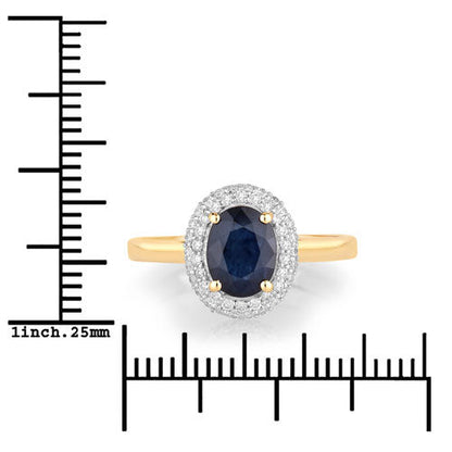 1.84 Carat Genuine Blue Sapphire and White Diamond 14K Yellow Gold Ring by Bids.com