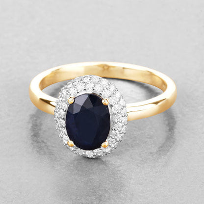 1.84 Carat Genuine Blue Sapphire and White Diamond 14K Yellow Gold Ring by Bids.com