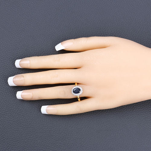 1.84 Carat Genuine Blue Sapphire and White Diamond 14K Yellow Gold Ring by Bids.com