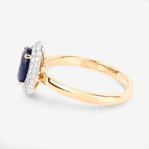 1.84 Carat Genuine Blue Sapphire and White Diamond 14K Yellow Gold Ring by Bids.com