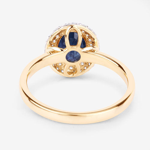 1.84 Carat Genuine Blue Sapphire and White Diamond 14K Yellow Gold Ring by Bids.com