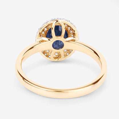 1.84 Carat Genuine Blue Sapphire and White Diamond 14K Yellow Gold Ring by Bids.com