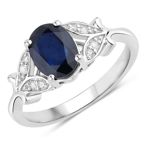 1.62 Carat Genuine Blue Sapphire and White Diamond 14K White Gold Ring by Bids.com