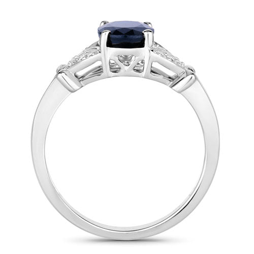 1.62 Carat Genuine Blue Sapphire and White Diamond 14K White Gold Ring by Bids.com