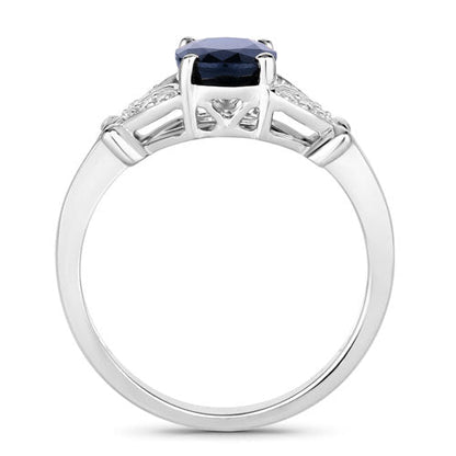 1.62 Carat Genuine Blue Sapphire and White Diamond 14K White Gold Ring by Bids.com