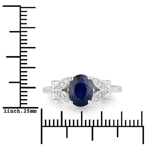 1.62 Carat Genuine Blue Sapphire and White Diamond 14K White Gold Ring by Bids.com
