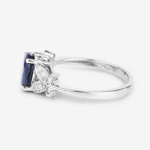 1.62 Carat Genuine Blue Sapphire and White Diamond 14K White Gold Ring by Bids.com