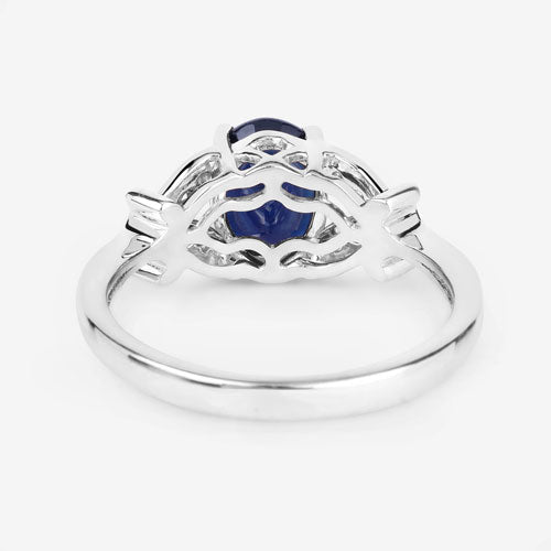1.62 Carat Genuine Blue Sapphire and White Diamond 14K White Gold Ring by Bids.com