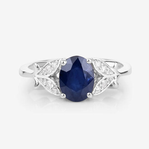 1.62 Carat Genuine Blue Sapphire and White Diamond 14K White Gold Ring by Bids.com