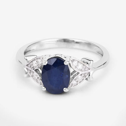 1.62 Carat Genuine Blue Sapphire and White Diamond 14K White Gold Ring by Bids.com