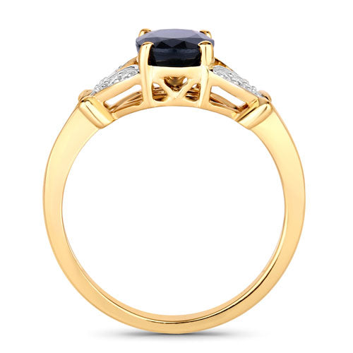 1.62 Carat Genuine Blue Sapphire and White Diamond 14K Yellow Gold Ring by Bids.com