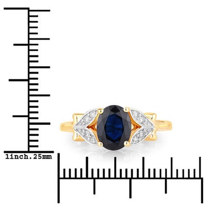 1.62 Carat Genuine Blue Sapphire and White Diamond 14K Yellow Gold Ring by Bids.com