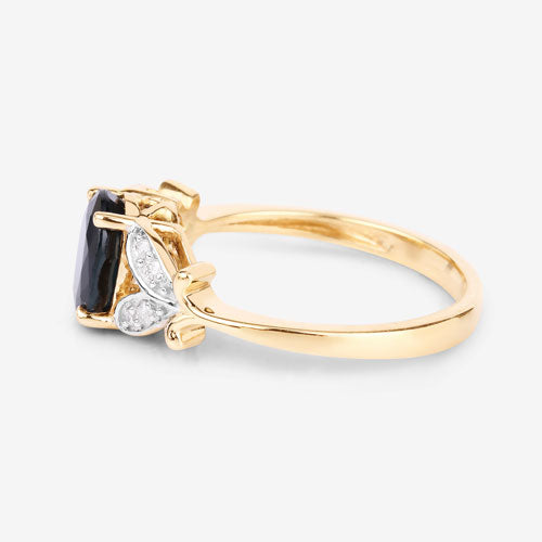 1.62 Carat Genuine Blue Sapphire and White Diamond 14K Yellow Gold Ring by Bids.com