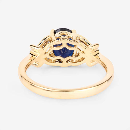 1.62 Carat Genuine Blue Sapphire and White Diamond 14K Yellow Gold Ring by Bids.com