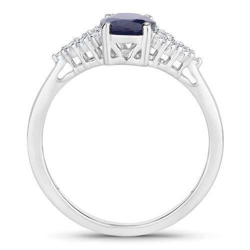 1.73 Carat Genuine Blue Sapphire and White Diamond 14K White Gold Ring by Bids.com