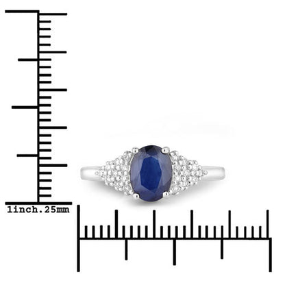 1.73 Carat Genuine Blue Sapphire and White Diamond 14K White Gold Ring by Bids.com