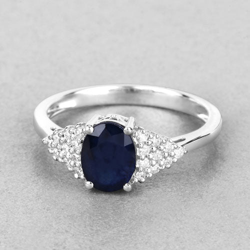 1.73 Carat Genuine Blue Sapphire and White Diamond 14K White Gold Ring by Bids.com