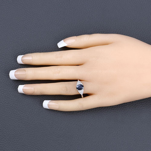 1.73 Carat Genuine Blue Sapphire and White Diamond 14K White Gold Ring by Bids.com