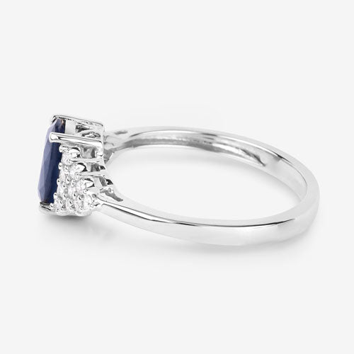 1.73 Carat Genuine Blue Sapphire and White Diamond 14K White Gold Ring by Bids.com