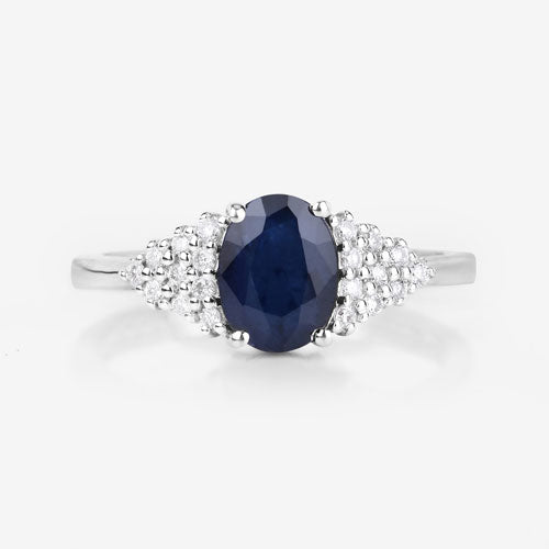 1.73 Carat Genuine Blue Sapphire and White Diamond 14K White Gold Ring by Bids.com