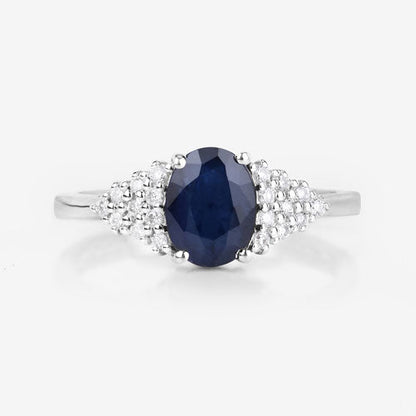 1.73 Carat Genuine Blue Sapphire and White Diamond 14K White Gold Ring by Bids.com