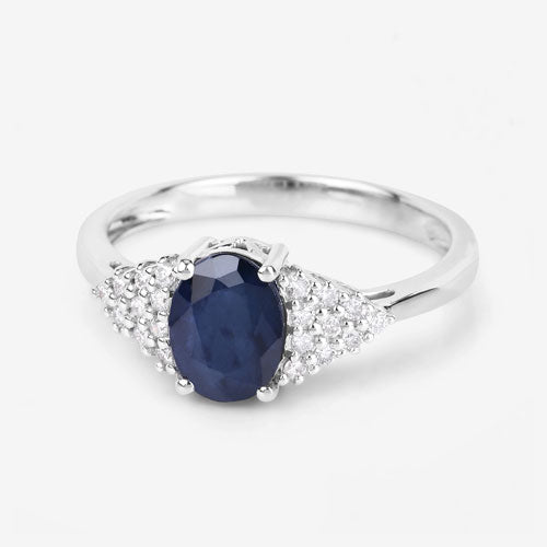 1.73 Carat Genuine Blue Sapphire and White Diamond 14K White Gold Ring by Bids.com