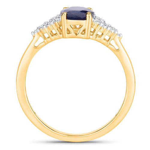 1.73 Carat Genuine Blue Sapphire and White Diamond 14K Yellow Gold Ring by Bids.com
