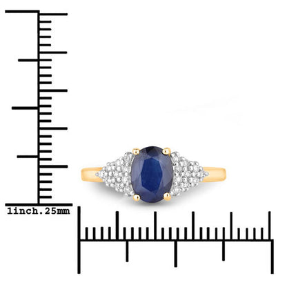 1.73 Carat Genuine Blue Sapphire and White Diamond 14K Yellow Gold Ring by Bids.com