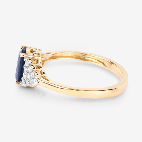 1.73 Carat Genuine Blue Sapphire and White Diamond 14K Yellow Gold Ring by Bids.com